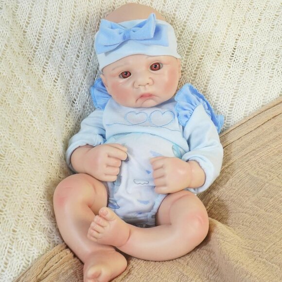 16.14 in Full Silicone ivory Reborn Baby Dolls BOY Lifelike Newborn Dolls Baby - Picture 1 of 8